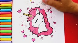 Как нарисовать и украсить ЕДИНОРОГА блестками и блестящими сердечками