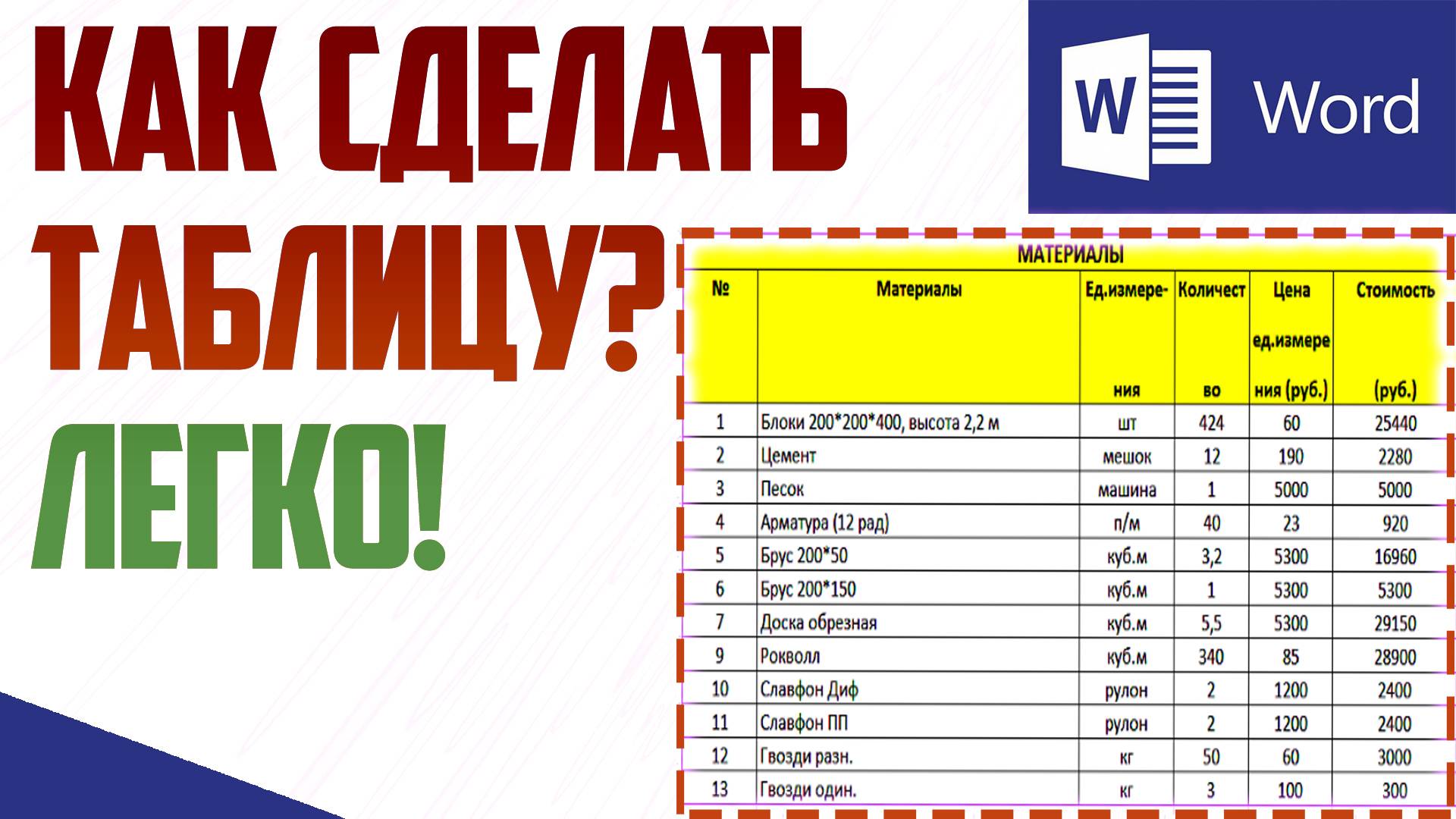 Как сделать таблицу в ворде
