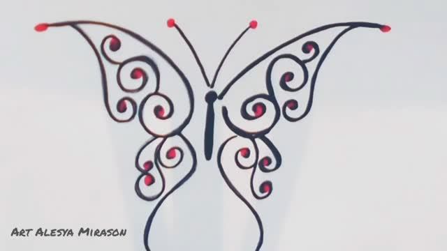 Как легко нарисовать бабочку чёрным маркером! смотреть онлайн