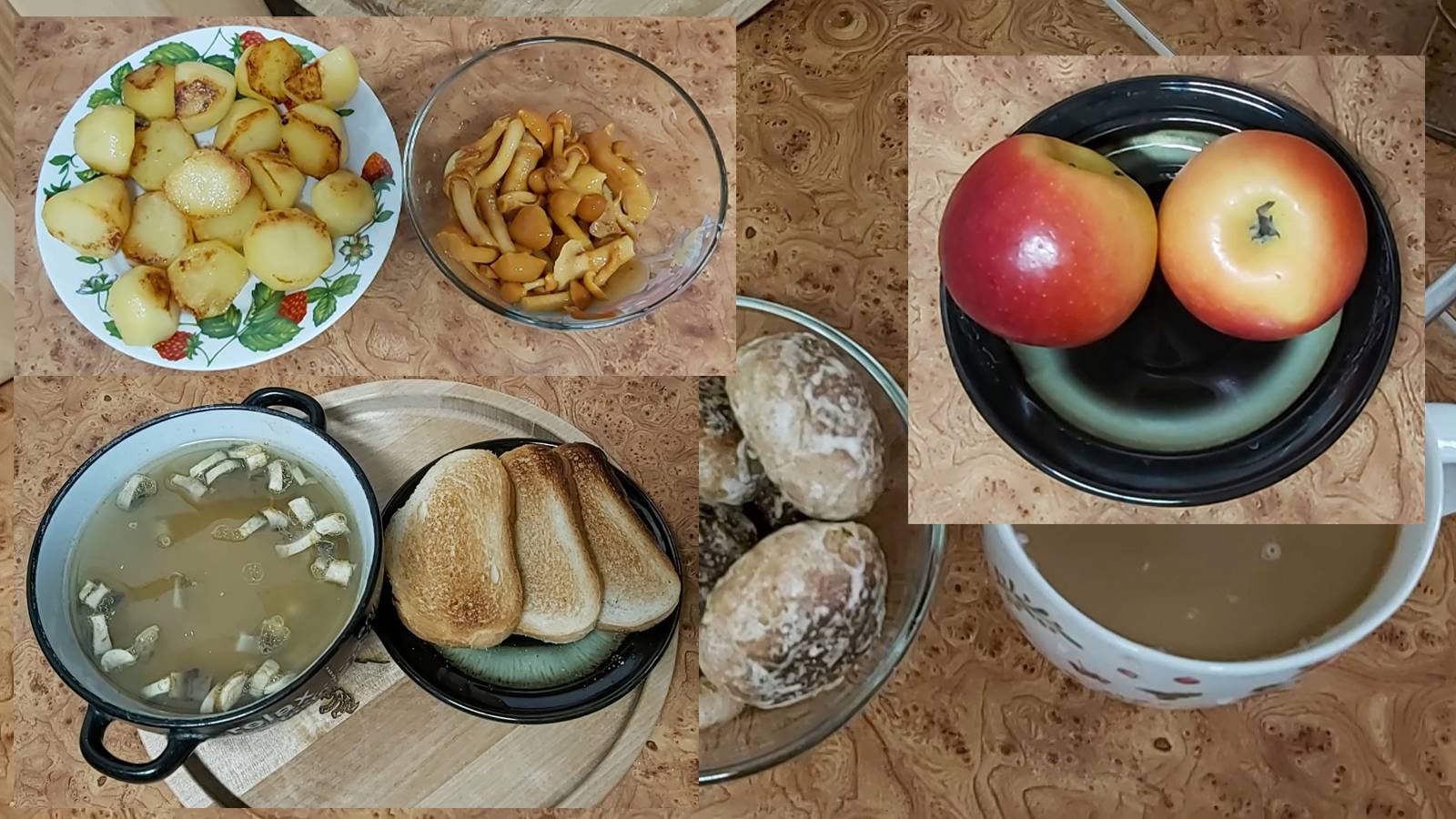 Мой пост, день 27~й. Грибной день))) грибной суп, опята маринованные. Картошечка. Пряники, яблоки. смотреть онлайн