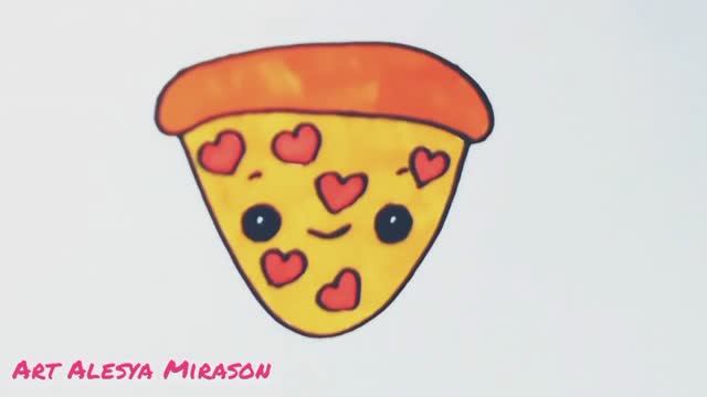 Как легко нарисовать кусочек пиццы! Рисую пиццу! смотреть онлайн