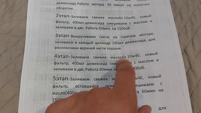 план промывки мотора 1 Nz Fe димексидом