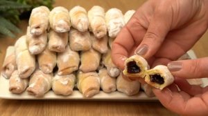 Десерт к чаю | Рогалики с джемом | Трубочки с вареньем