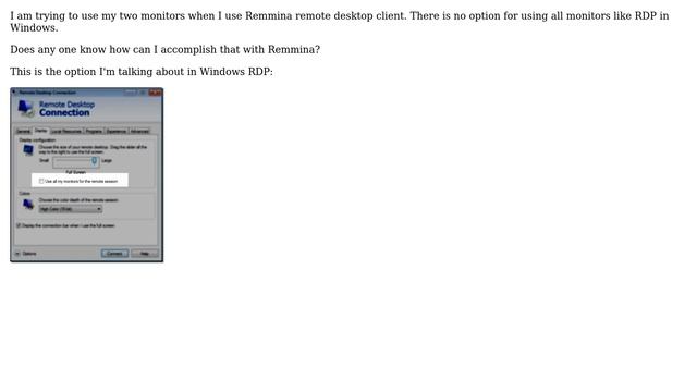 Ubuntu: How do I use dual monitors with Remmina Remote Desktop Client? смотреть онлайн