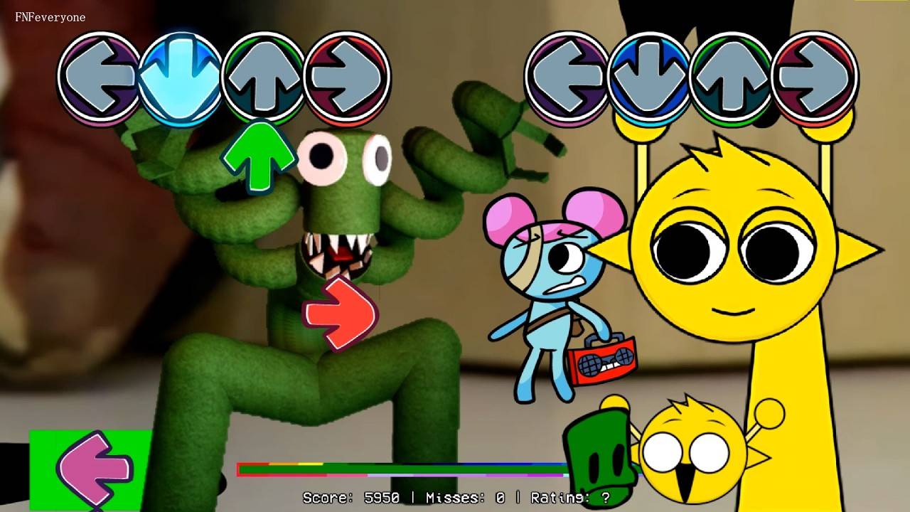 FNF Sprunki Все фазы нормальные против Rainbow Friends Поет Sliced смотреть онлайн