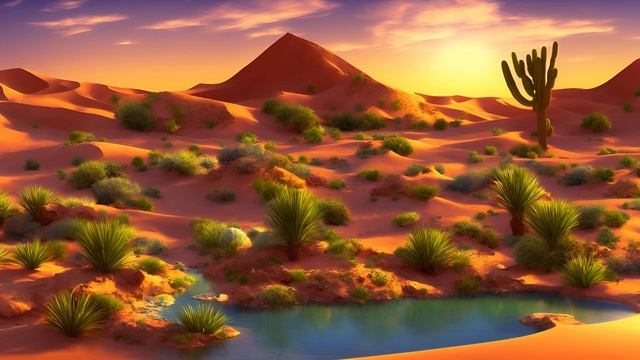 Caravan Journey Through The Desert to a small Oasis | Wasteland, Dune, Dust, Cactus and Water смотреть онлайн