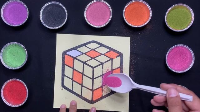 Colored Sand Painting Kubus Rubik Цветная Песочная Живопись Кубус Рубик смотреть онлайн