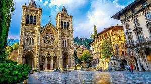 Пешеходная экскурсия по Бергамо: где встречаются история и красота | Читта-Альта, Италия в 4K 60FPS