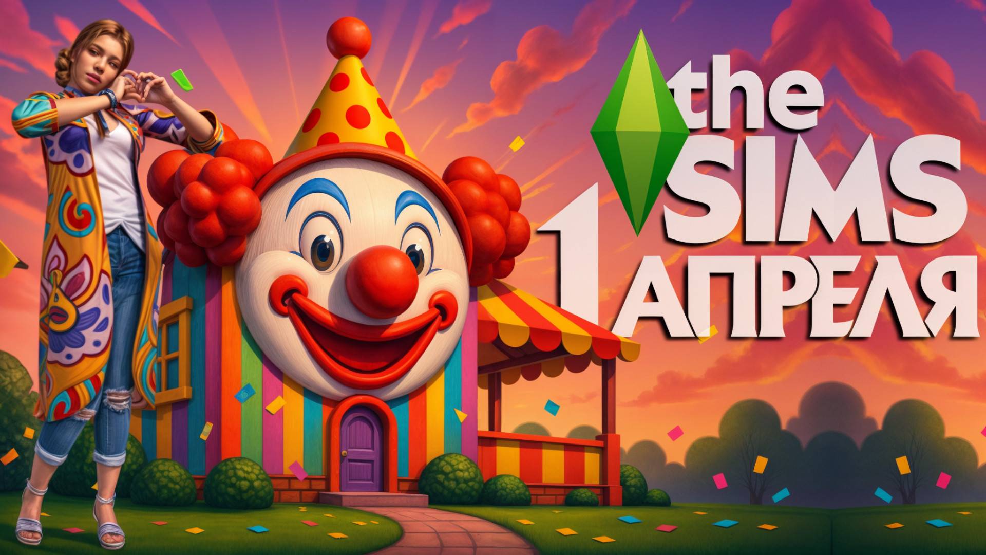ШУТОЧНЫЙ ДОМ В SIMS 4 🤡 1 АПРЕЛЯ В СИМС 4 🤡 РАНДОМНЫЕ КОМНАТЫ смотреть онлайн