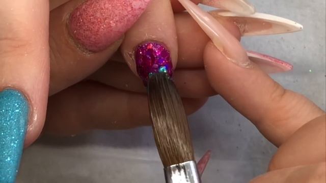 Acrylic Nails - Pink & Turquoise Design Set