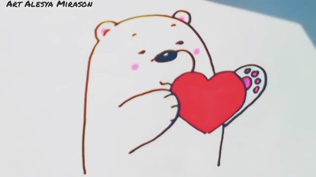 Как легко нарисовать милого мишку с сердцем! смотреть онлайн