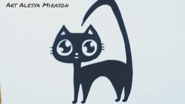 Рисую кошку черным маркером! смотреть онлайн