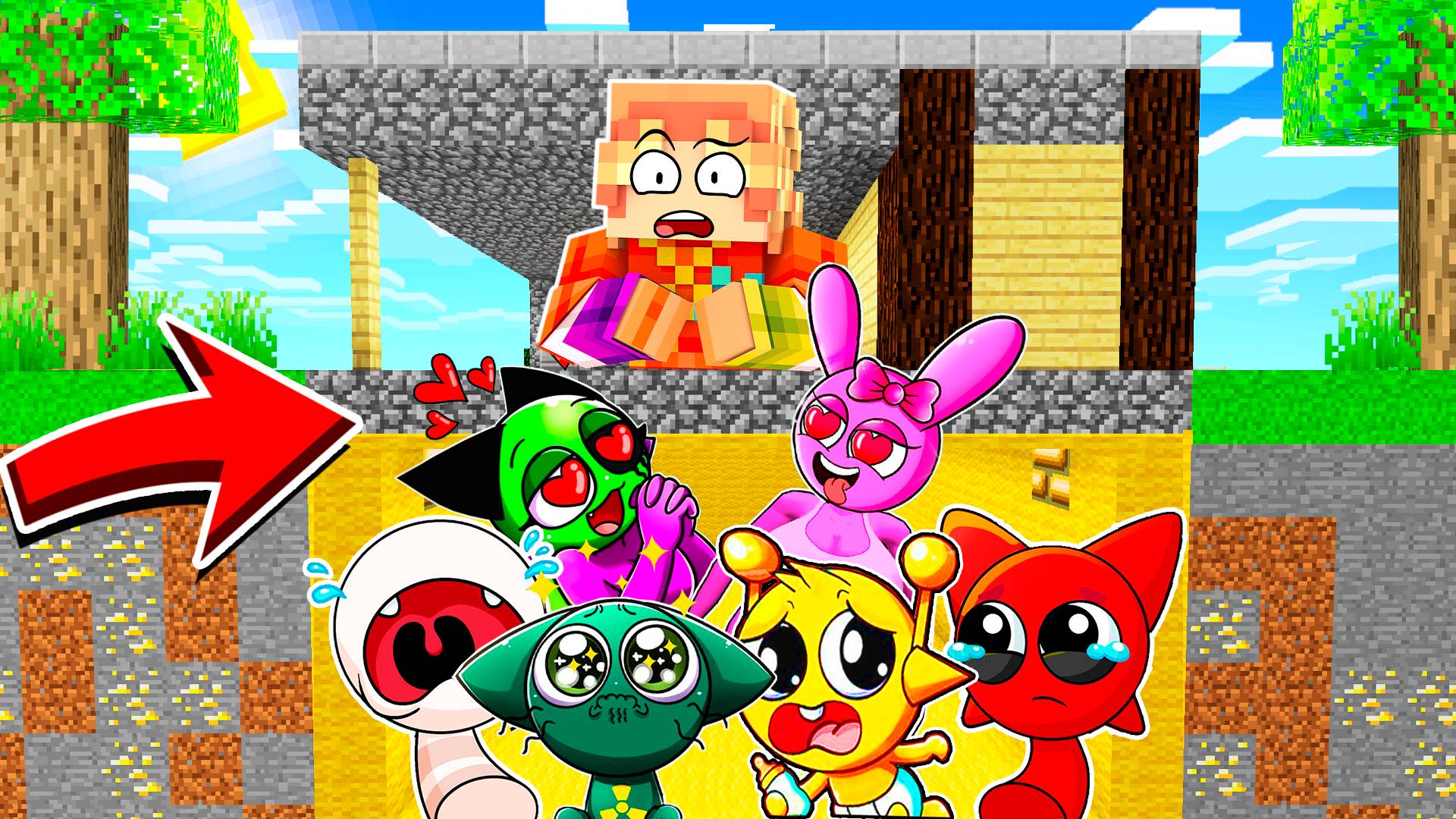 ВСЕ СПРУНКИ СПРЯТАЛИСЬ У МЕНЯ ПОД ДОМОМ В МАЙНКРАФТ смотреть онлайн