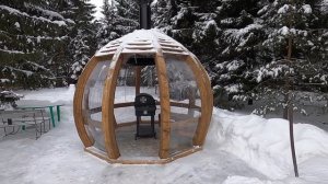 Уникальная круглая беседка из гнутоклееного бруса