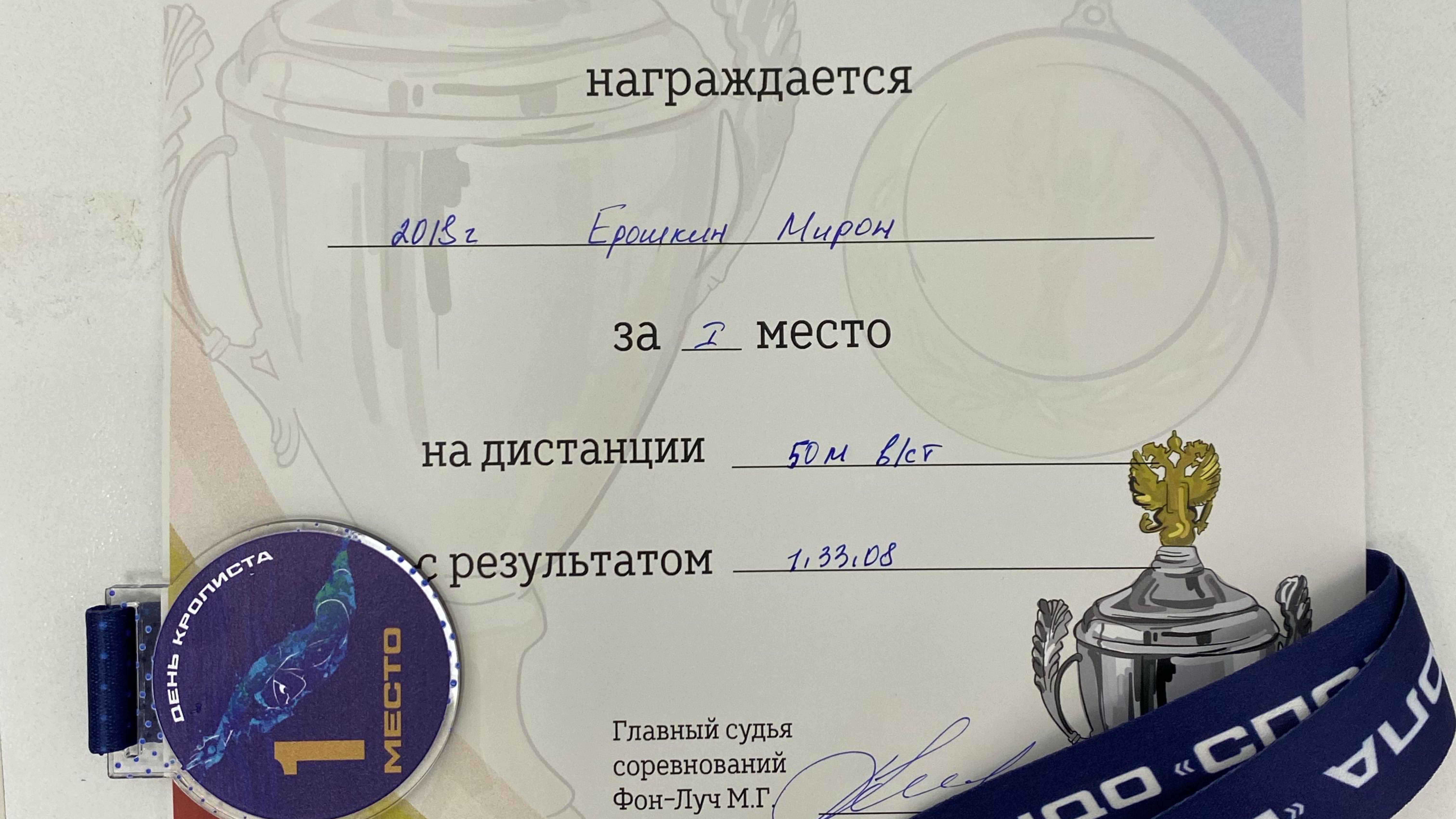 Мирон первое  соревнования по плаванию , в группе самых младших спортсменов 1 место 29.03.25