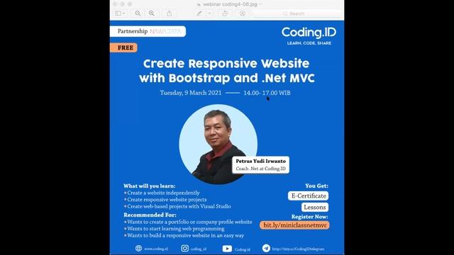 Mini Class Coding.ID "Create Responsive Website with Boostrap and .Net MVC" смотреть онлайн