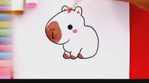 Как нарисовать Капибару  - 3 рисунка кавайных капибар, которые легко рисовать и раскрашивать