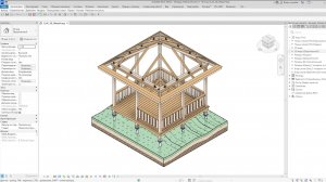 Видеокурс Autodesk Revit 2025: Моделирование каркасной беседки "Чайная"