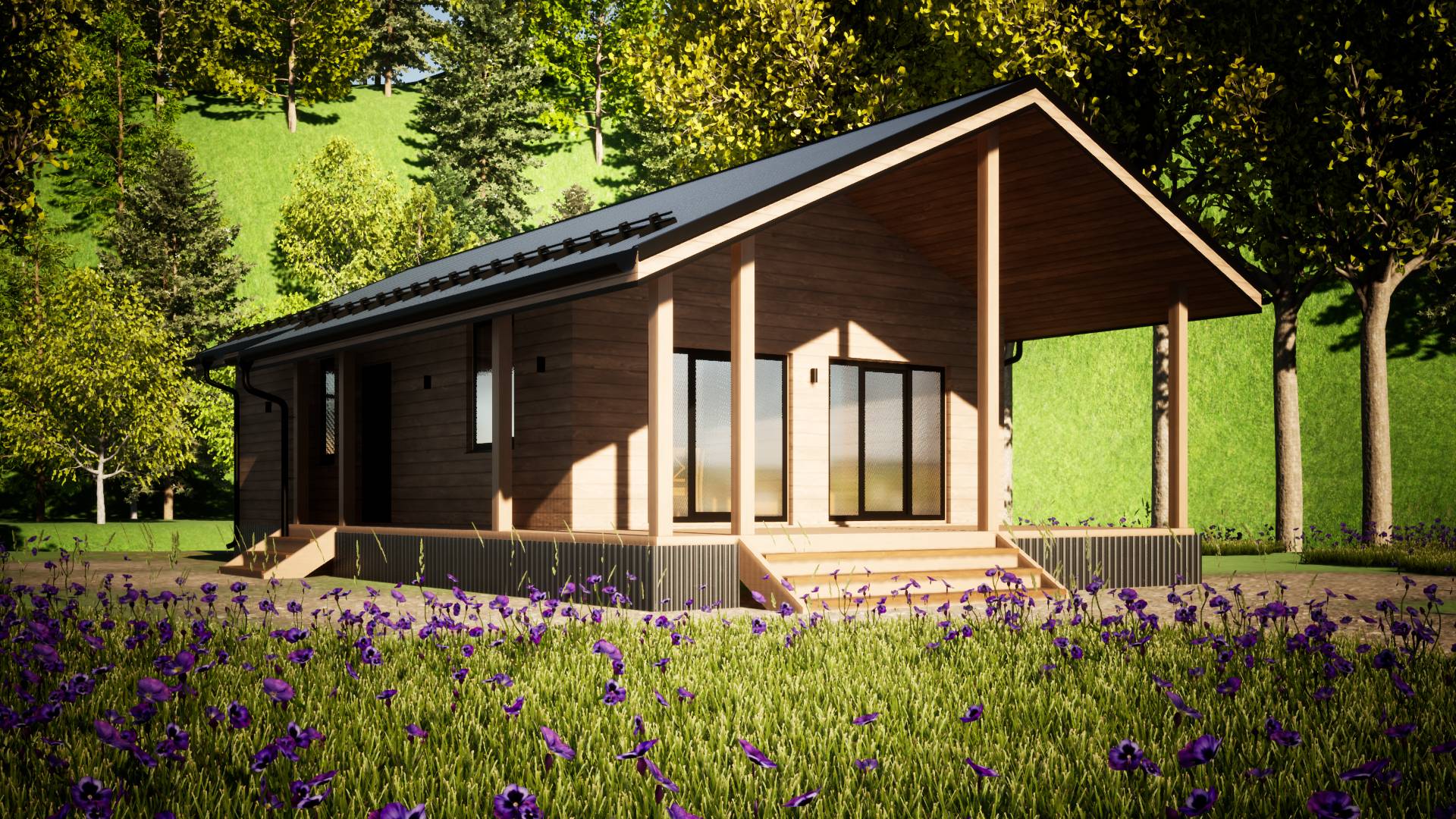 Проект каркасного дома 6х11 м с террасой. Эскиз проект смотреть онлайн