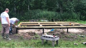 Строительство беседки своими руками Часть 3(Нижний венец беседки)