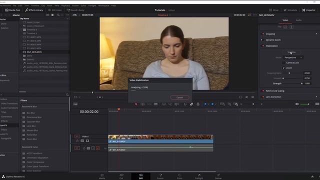 How To Use The Video Stabilization Effect In DaVinci Resolve 16