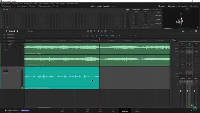 Как записать голос на странице Fairlight в DaVinci Resolve