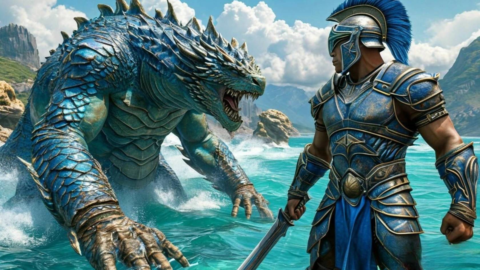 Борьба Атлантов  с древними чудовищами