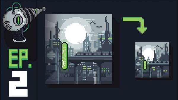 29 - Drawing a Pixel Art City as small as possible! Shrink-ray Challenge Ep. 2