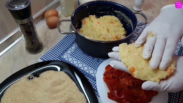 Krompir Punjen Pečenim Paprikama  - Pripremljen Na Par Kapi Ulja ❗