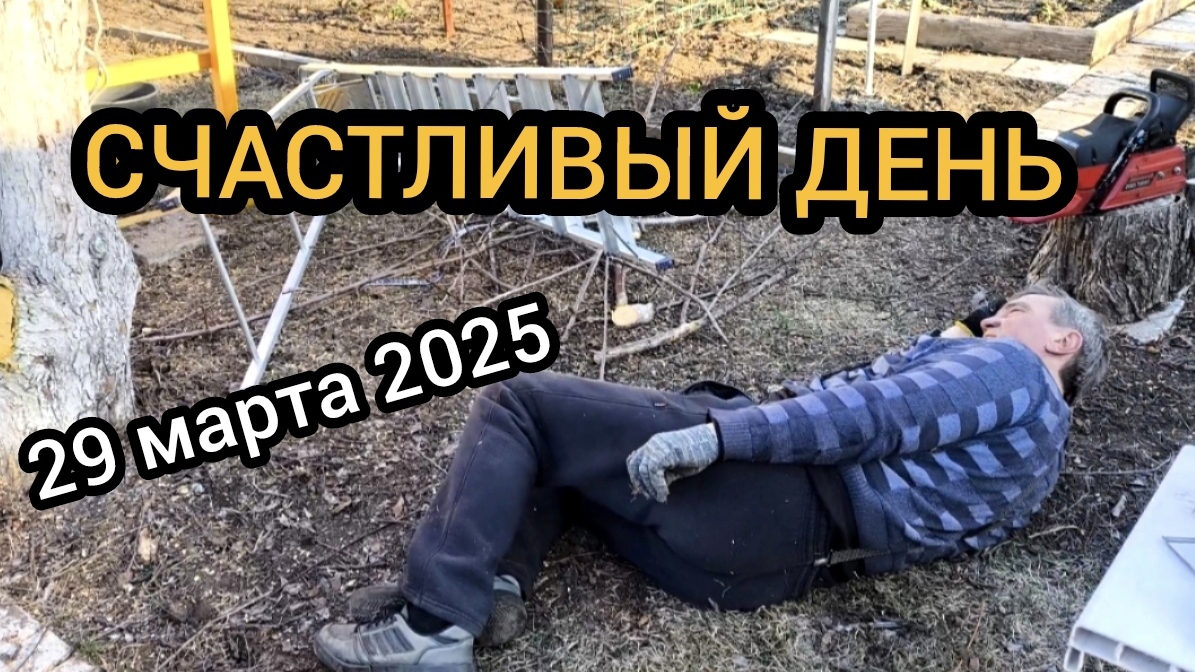 Убрали из теплицы дрова, пилили больные деревья. Обрезка сада. Падение со стремянки. 29.03.2025 смотреть онлайн