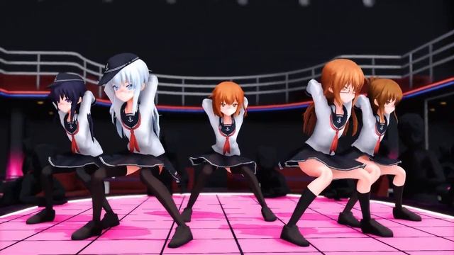 第六驱逐舰队のガニ股ちん媚び挑発ダンス1モーション Kancolle Akatsuki Girls Provocation Dance MMD