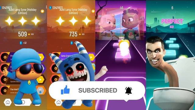 Pocoyo vs Oddbods exe vs Cocomelon vs Skibidi Toilet | Tiles Hop EDM Rush! смотреть онлайн