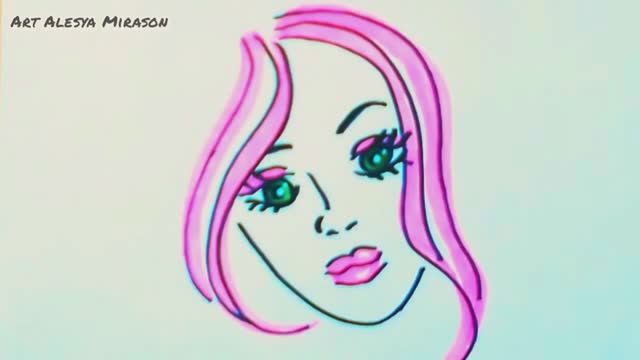 Как нарисовать красивую девушку с розовыми волосами! смотреть онлайн