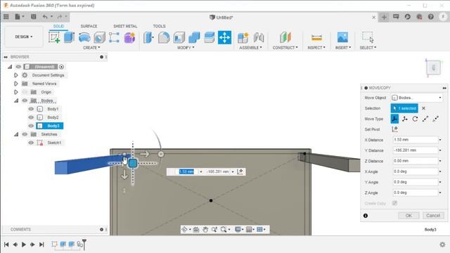 SESSION 3: [] pattern and move/copy tools using parameters #Getting started with FUSION 360°||2020| смотреть онлайн