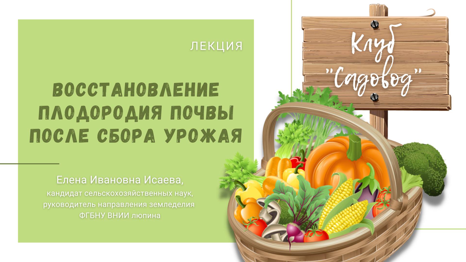 Лекция «Восстановление плодородия почвы после сбора урожая»