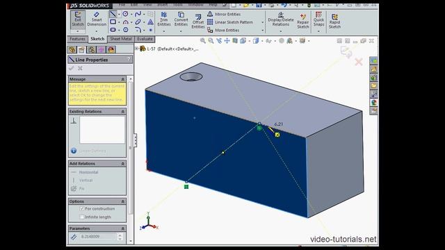 How to create a hole at an angle #1 - SOLIDWORKS tutorials (Beginner Part Modeling)) смотреть онлайн