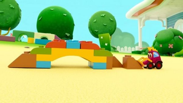 Песенки для детей - Машинки Мокас строят мост! Музыкальные мультики для детей