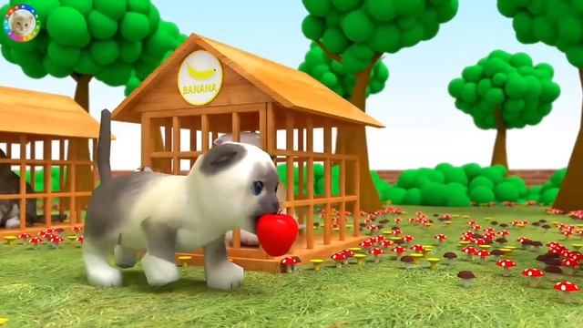 Learn Colors Cartoon Gorilla Milk Bottle Feeding Puppy Cartoon learning 3D video for Children смотреть онлайн