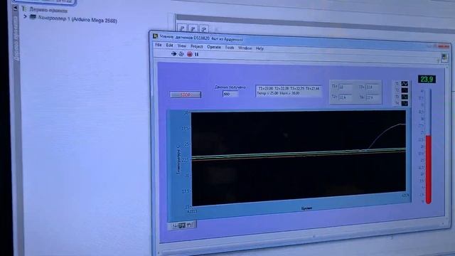 Термокоса из DS18B20 4шт + DHT 11 Arduino+ Flprog+ Labview смотреть онлайн
