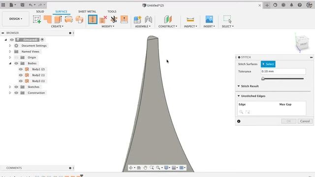 Convert surface modelling to solid using Fusion 360 смотреть онлайн