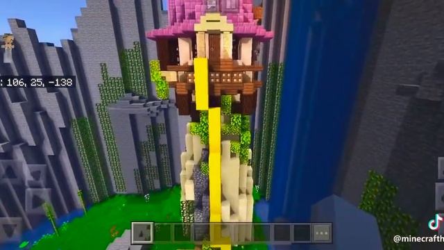 Minecraft Rapunzel's tower sneak peek💛💜 смотреть онлайн