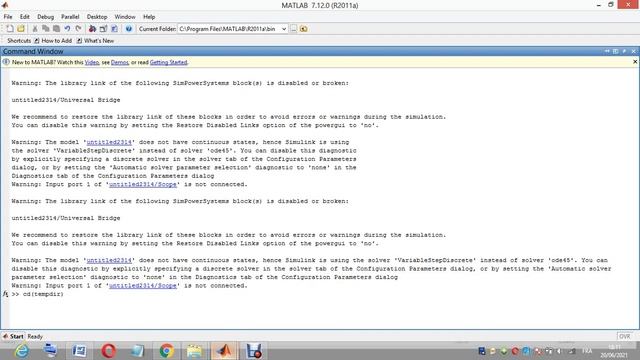 how to solve "the current directory is reserved for matlab files" during simulation with Matlab. смотреть онлайн