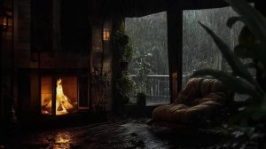 Темная комната: Звуки дождя и камина для сна, отдыха и учебы 🌧🔥