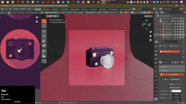 3D Camera Flat icon Design | Blender 3.4 смотреть онлайн