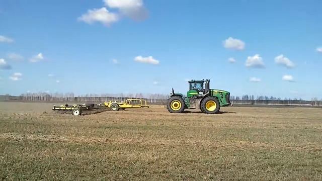 Боронование-John Deere 9430 и пружинная борона смотреть онлайн