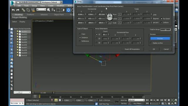 Using Array comand to create spiral stairs in Autodesk 3ds max смотреть онлайн