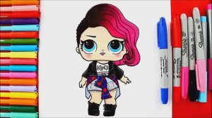 Как нарисоватьдевочку  куклу-рокера  (LOL Surprise!)