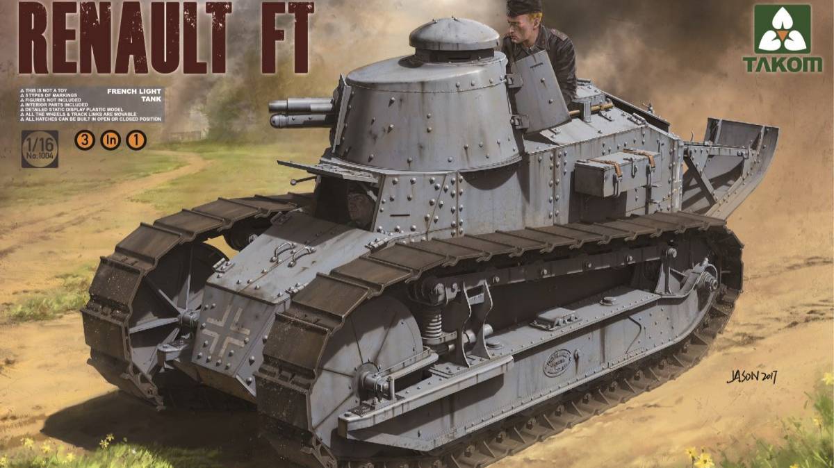 Распаковка Takom 1/16 1004 French Light Tank Renault FT-17 (3 in 1) смотреть онлайн