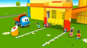 Грузовичок Лёва - машинки конструктор - Собираем автомойку - Развивающий мультик