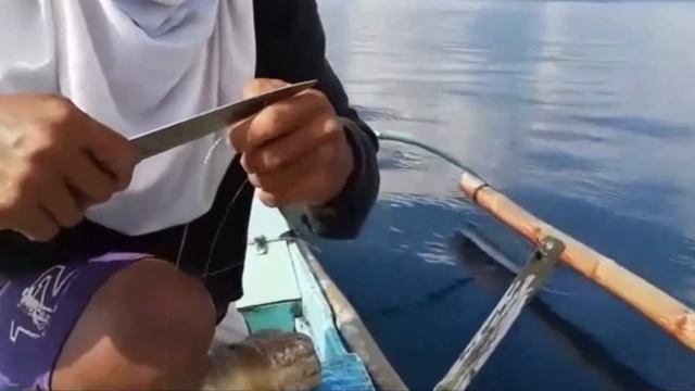 Hand Line Fishing For Barracuda - Philippines Fishing